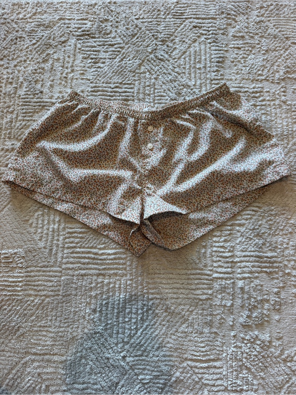 Brandy Melville Floral Lounge Pajama Shorts Cream Pink